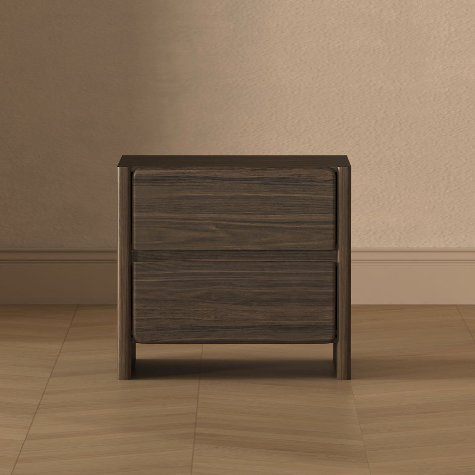 Linda 24" Nightstand (2-Drawer) in Walnut Brown - lifestyle   front 1