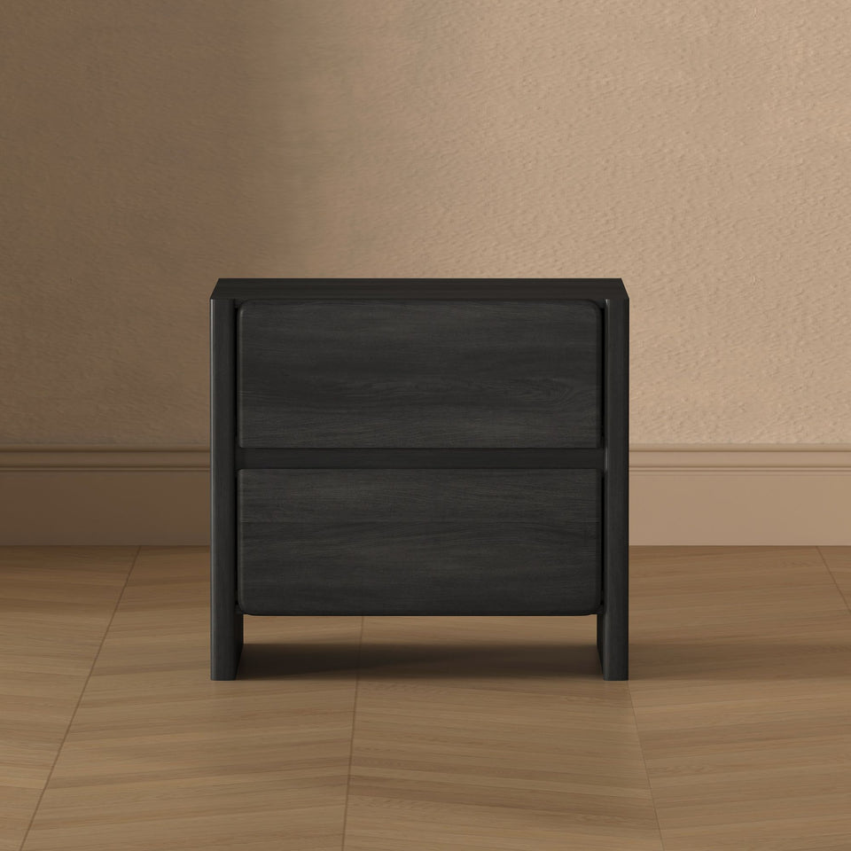 Linda 24" Nightstand (2-Drawer) in Charcoal Grey - lifestyle   front