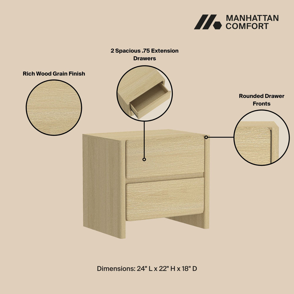 Linda 24" Nightstand (2-Drawer)