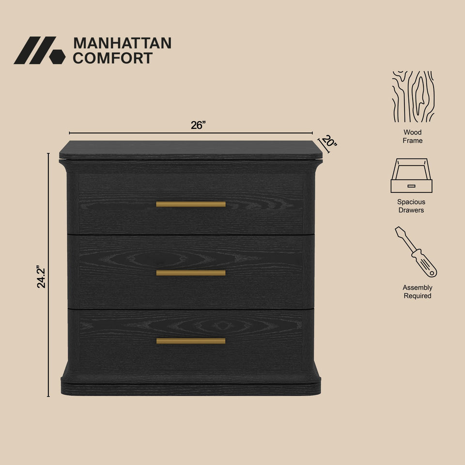 Clifford Nightstand (3-Drawer)
