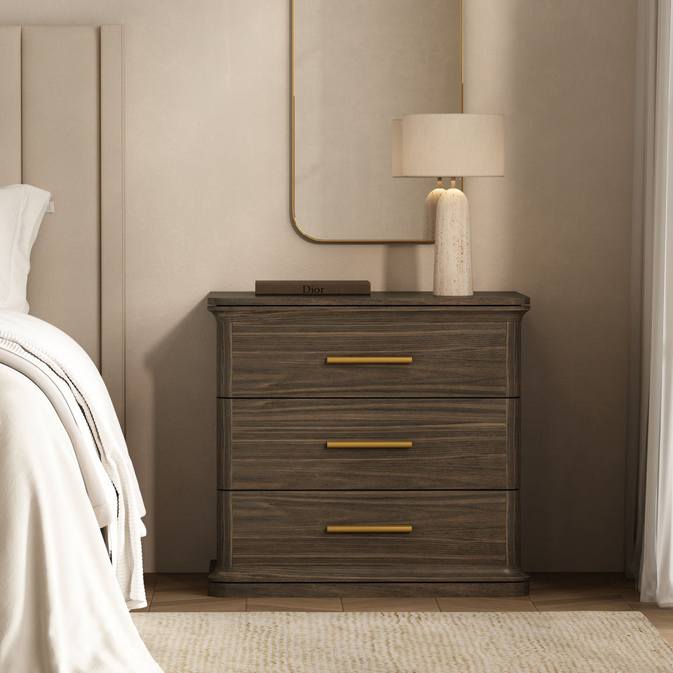 Clifford Nightstand (3-Drawer) in Walnut