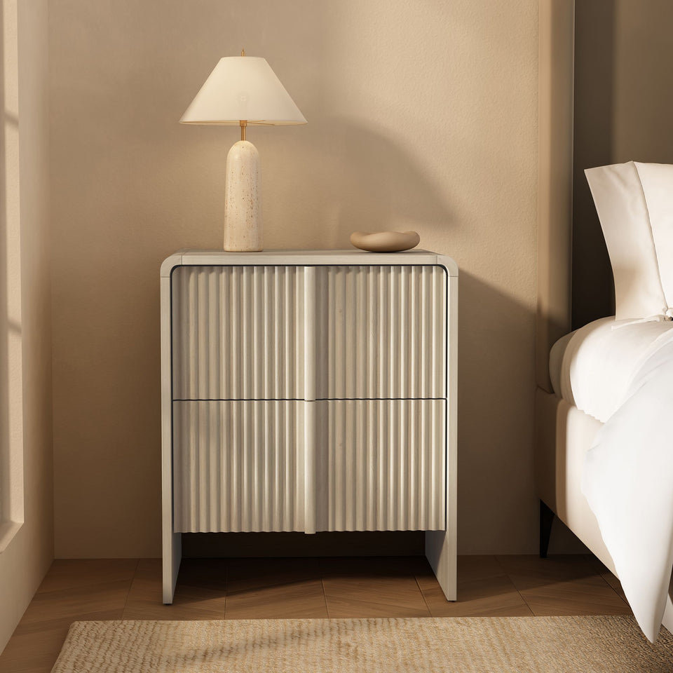 Novara 22" Nightstand (2-Drawer) in Whitewashed Oak