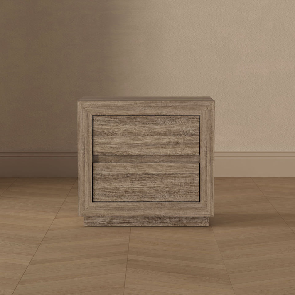 Soren 26" Nightstand (2-Drawer) in Natural Oak - lifestyle front