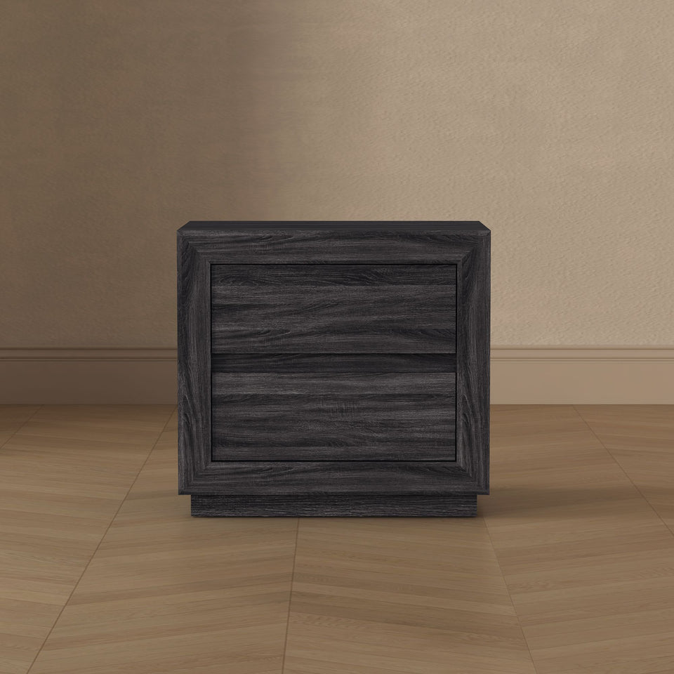 Soren 26" Nightstand (2-Drawer) in Charcoal Gray - lifestyle front