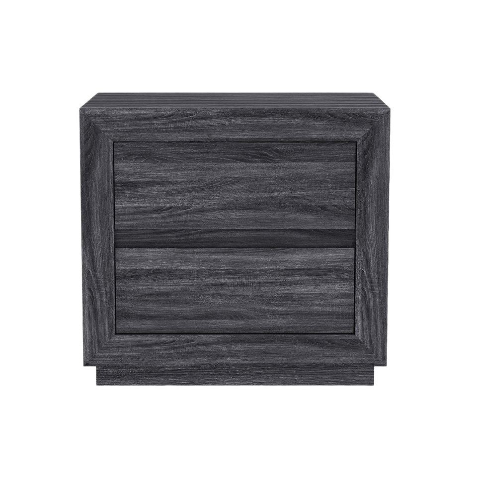Soren 26" Nightstand (2-Drawer) in Charcoal Gray - white background   front 1