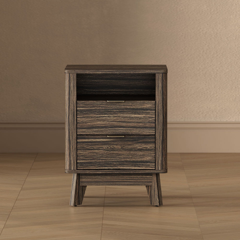 Orlen 2-Drawer Multi-Purpose Nightstand & End Table in Jacobean Walnut - lifestyle   front