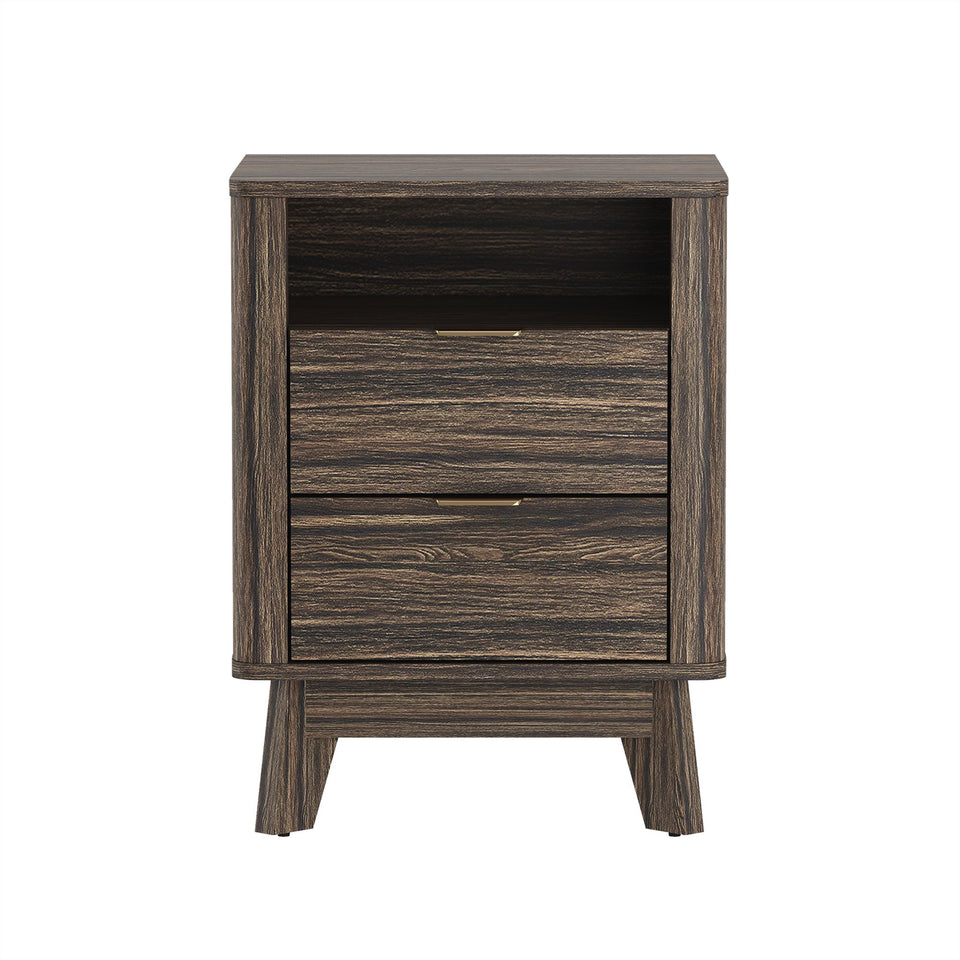 Orlen 2-Drawer Multi-Purpose Nightstand & End Table in Jacobean Walnut - white background   front