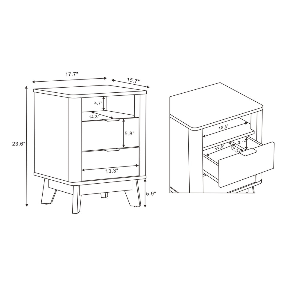 Orlen 2-Drawer Multi-Purpose Nightstand & End Table