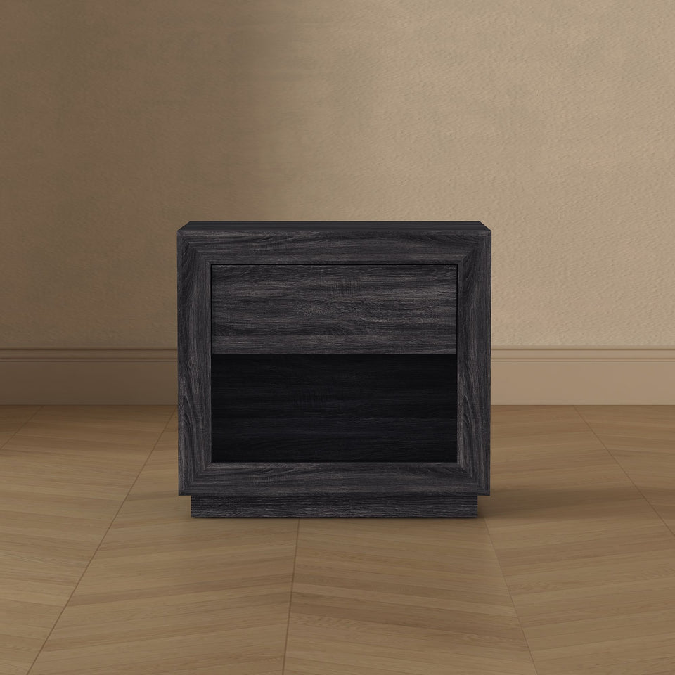 Soren 26" Nightstand (1-Drawer) in Charcoal Gray - lifestyle front