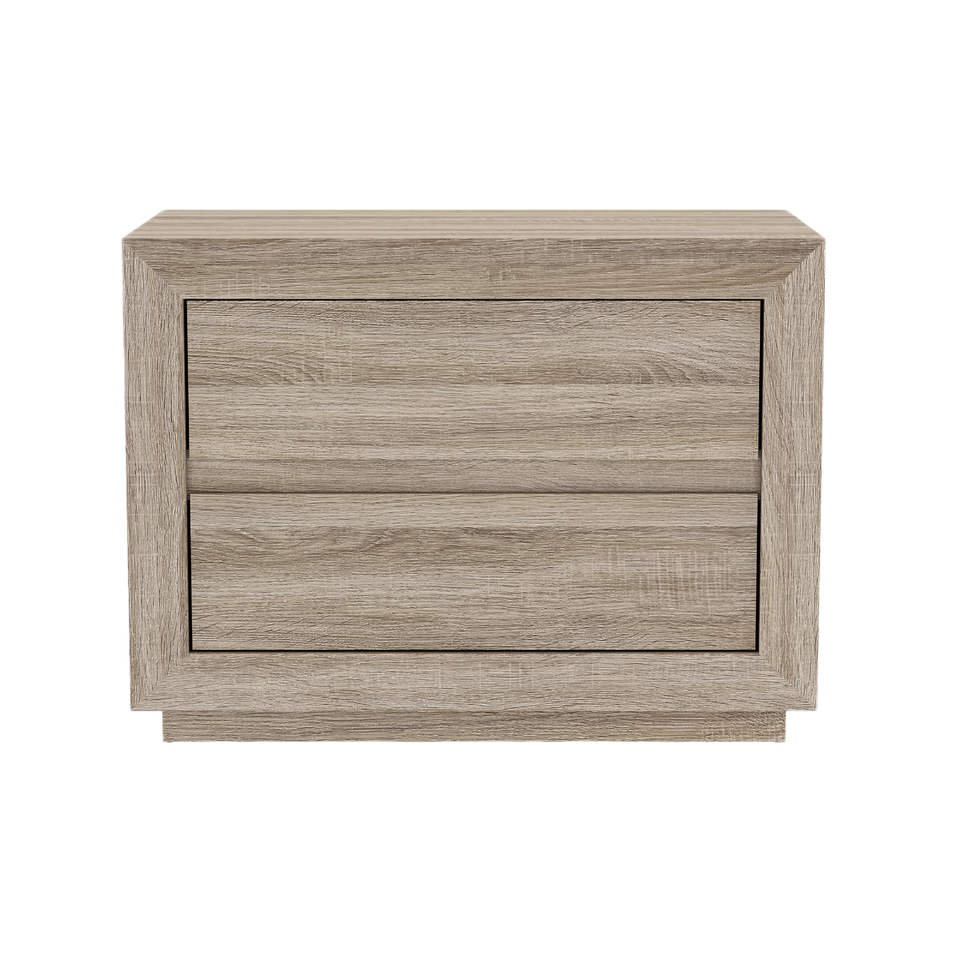 Soren 32" Nightstand (2-Drawer) in Natural Oak - white background   front