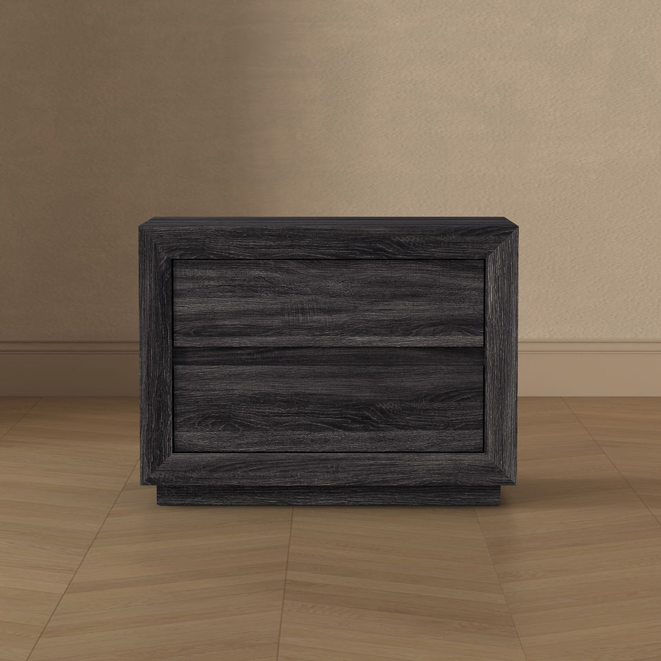 Soren 32" Nightstand (2-Drawer) in Charcoal Gray - lifestyle front