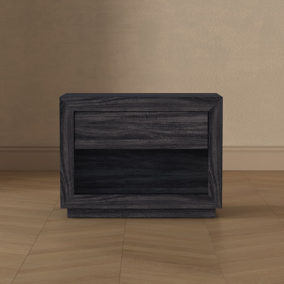 Soren 32" Nightstand (1-Drawer) in Charcoal Gray - lifestyle front
