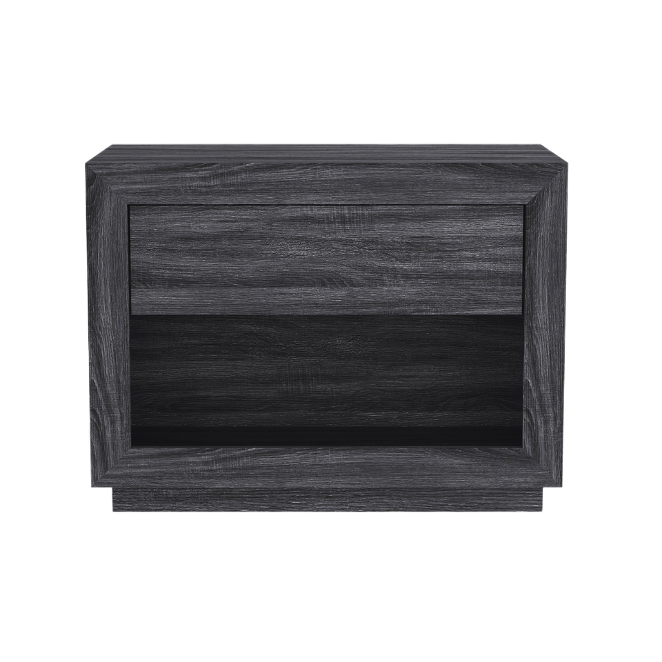 Soren 32" Nightstand (1-Drawer) in Charcoal Gray - white background   front 1