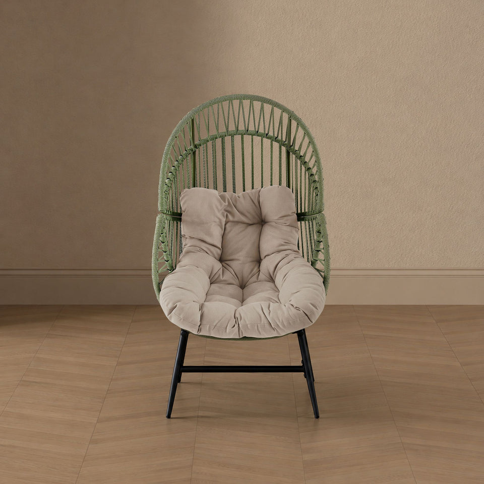 Cocoon Lounge Chair in Green and Cream