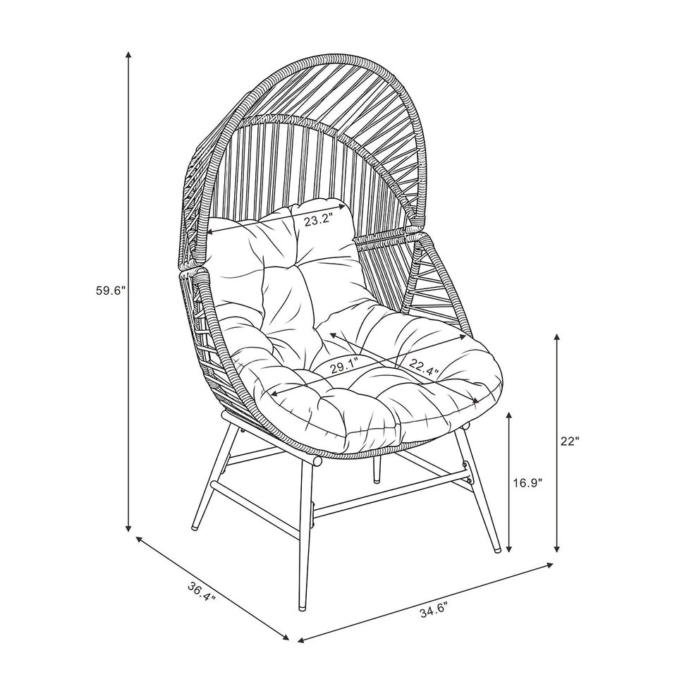 Cocoon Lounge Chair in Green and Cream