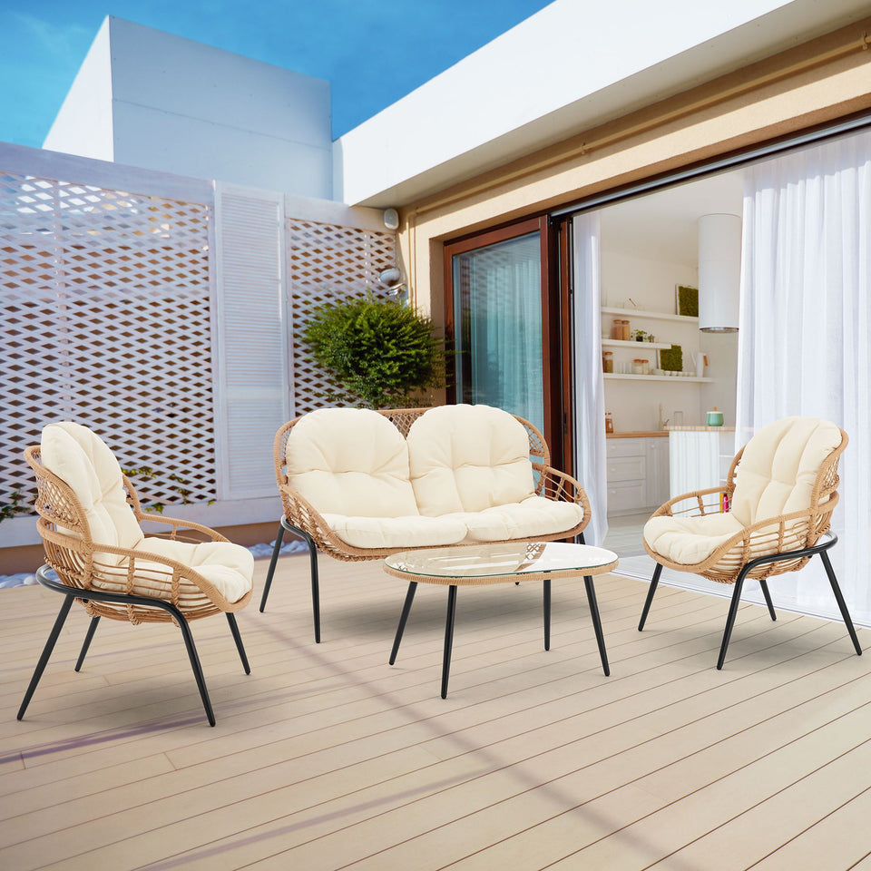 Pine 4-Piece Conversation Set in CR