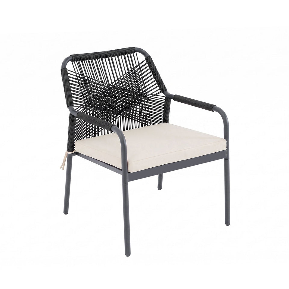 Seabreeze 4-Piece Conversation Set in Black and Cream
