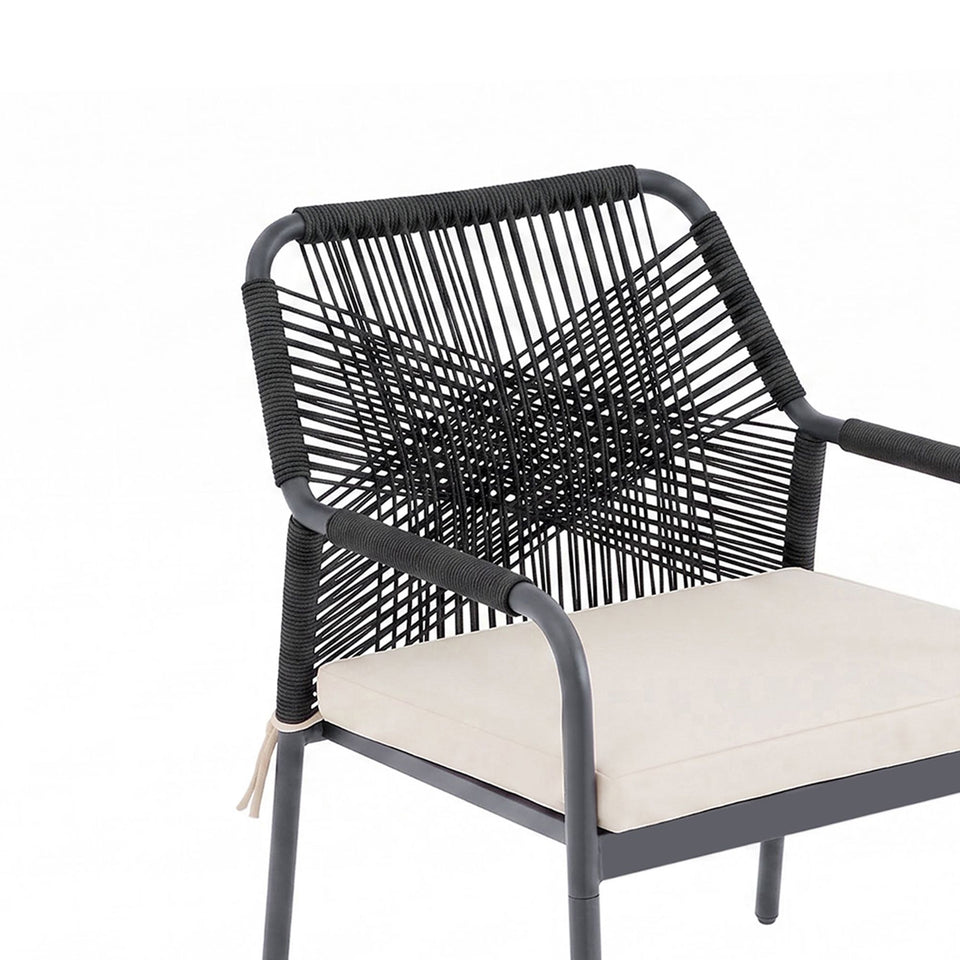 Seabreeze 4-Piece Conversation Set in Black and Cream