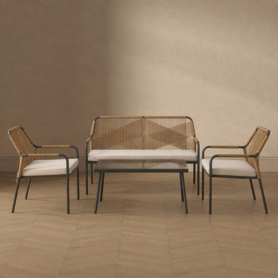 Seabreeze 4-Piece Conversation Set in Black and Cream in NA - lifestyle front