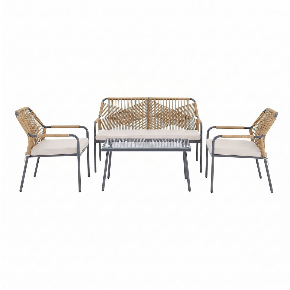 Seabreeze 4-Piece Conversation Set in Black and Cream in NA - white background front