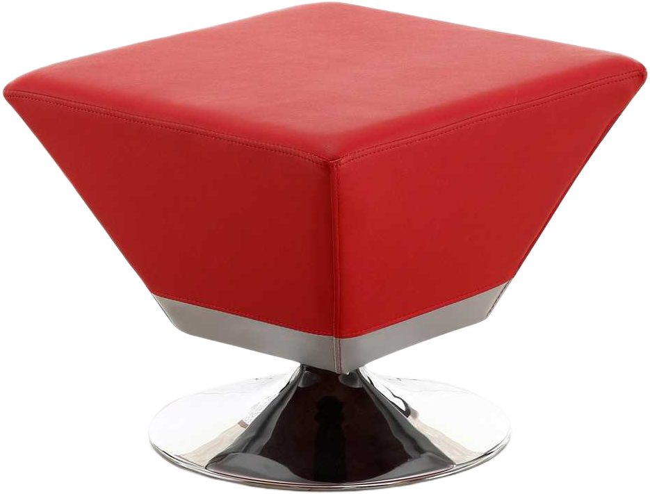 Diamond Vegan Leather Accent Ottoman in Red