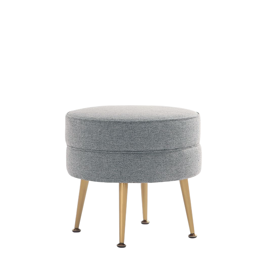 Bailey Mid-Century Modern Woven Polyester Blend Upholstered Ottoman in Gray
