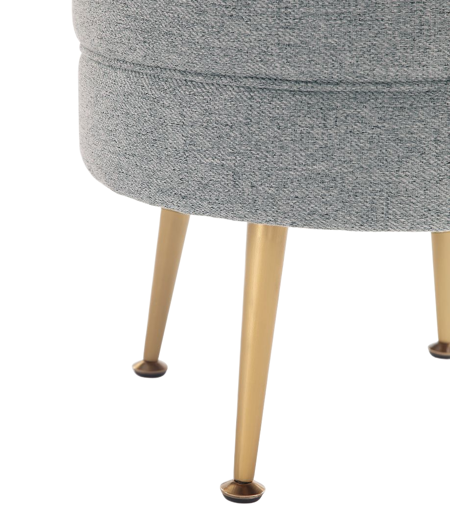 Bailey Mid-Century Modern Woven Polyester Blend Upholstered Ottoman in Gray