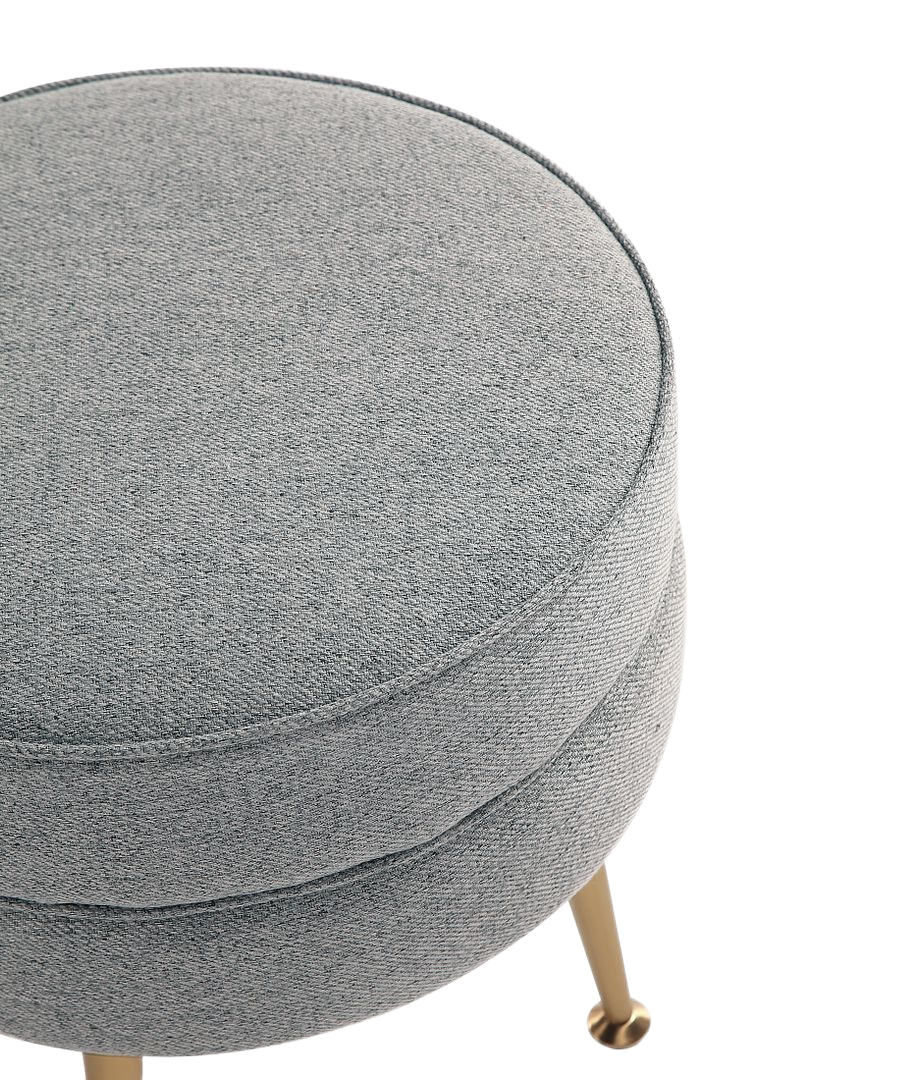 Bailey Mid-Century Modern Woven Polyester Blend Upholstered Ottoman in Gray