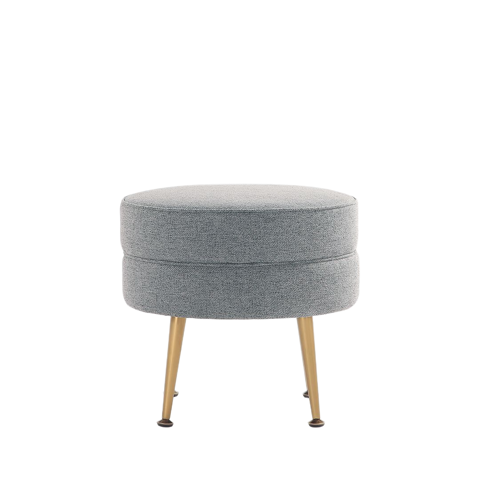 Bailey Mid-Century Modern Woven Polyester Blend Upholstered Ottoman in Gray