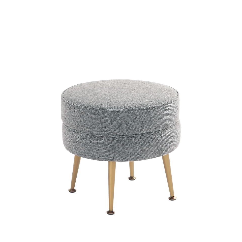 Bailey Mid-Century Modern Woven Polyester Blend Upholstered Ottoman in Gray