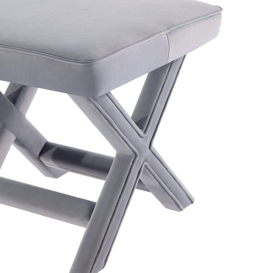 Abigail Mid-Century Modern Velvet Upholstered Bench in Gray