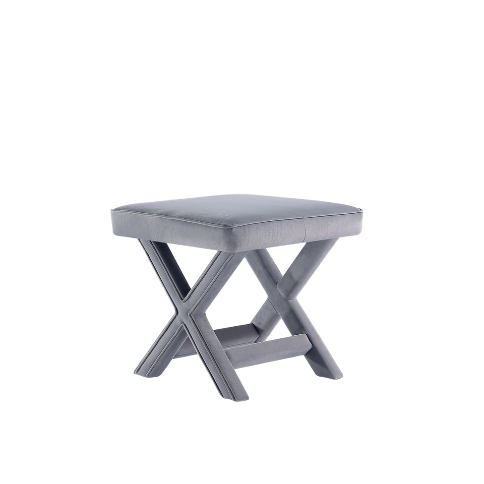 Abigail Mid-Century Modern Velvet Upholstered Bench in Gray