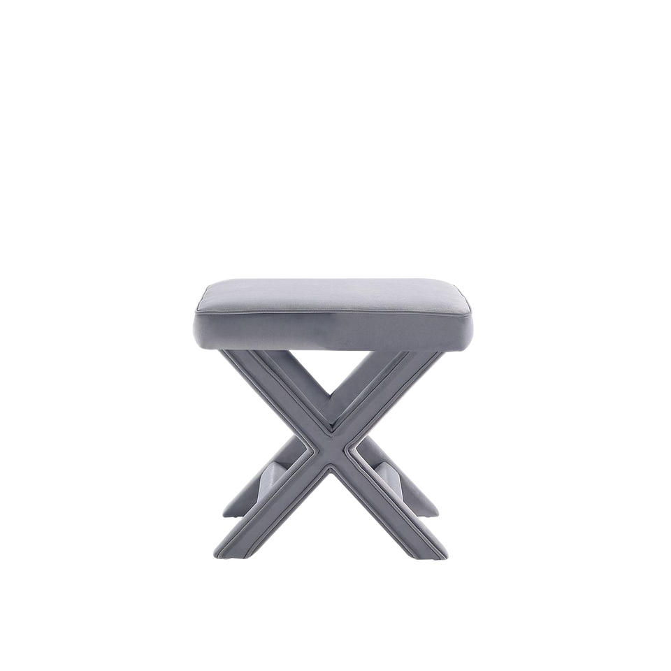 Abigail Mid-Century Modern Velvet Upholstered Bench in Gray