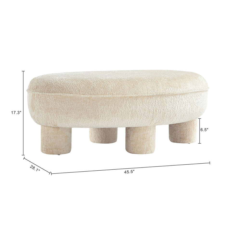 Tribeca Chenille Accent Ottoman in Cream