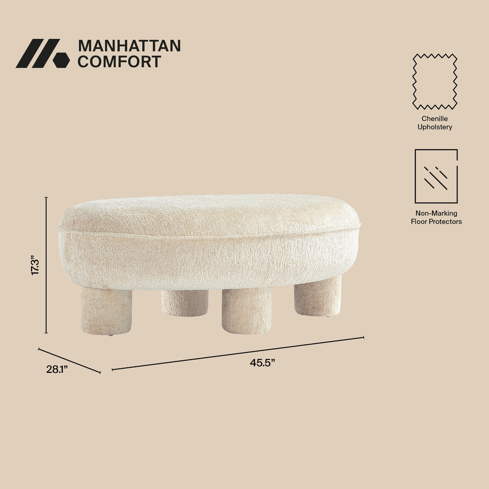 Tribeca Chenille Accent Ottoman in Cream