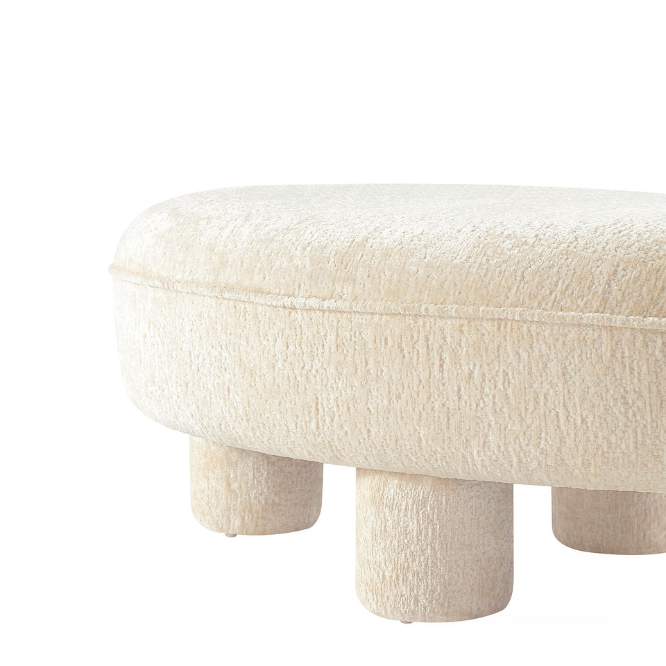 Tribeca Chenille Accent Ottoman in Cream