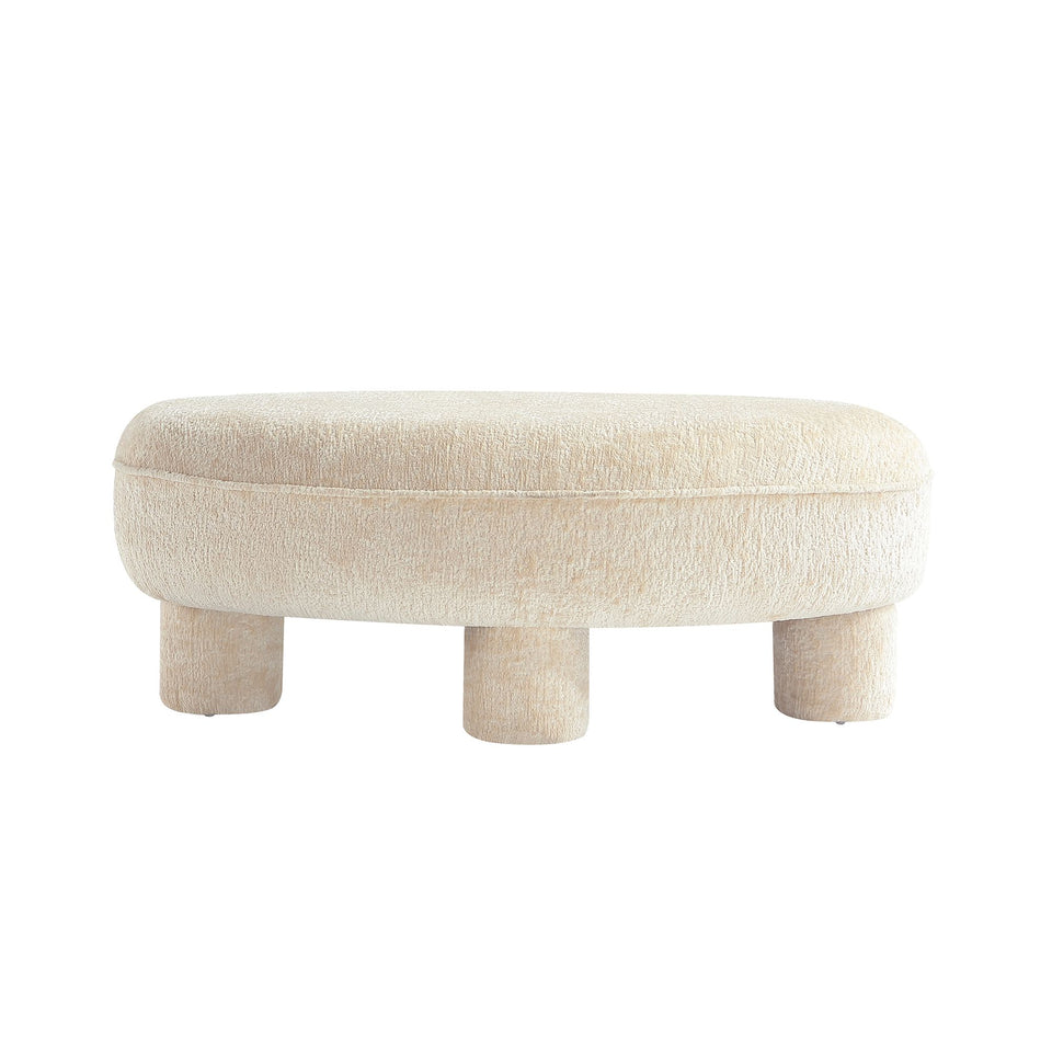 Tribeca Chenille Accent Ottoman in Cream