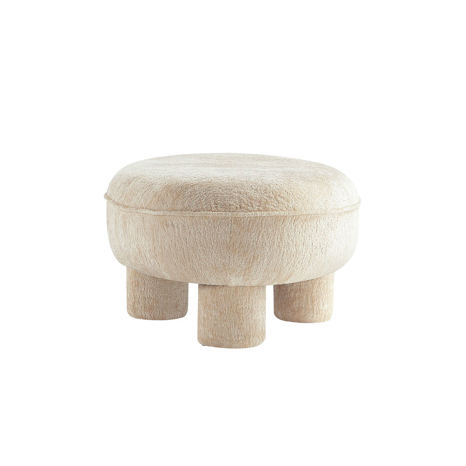 Tribeca Chenille Accent Ottoman in Cream