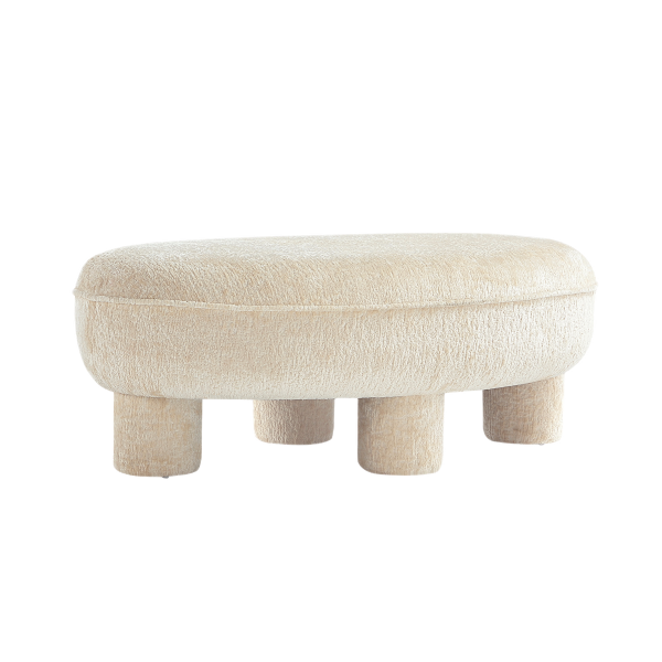 Tribeca Chenille Accent Ottoman in Cream