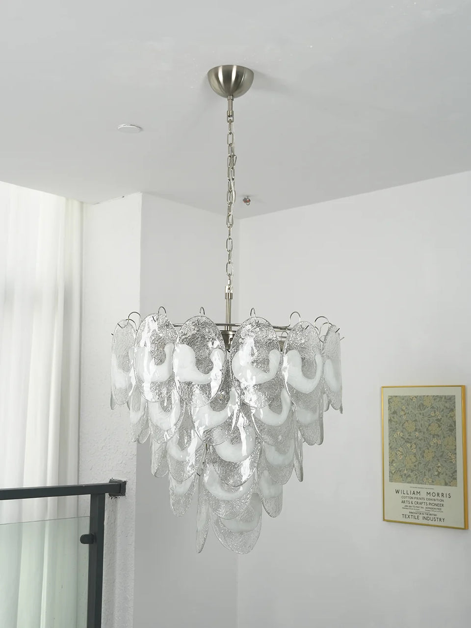 Oval Transparent Glass U Shape White Chandelier