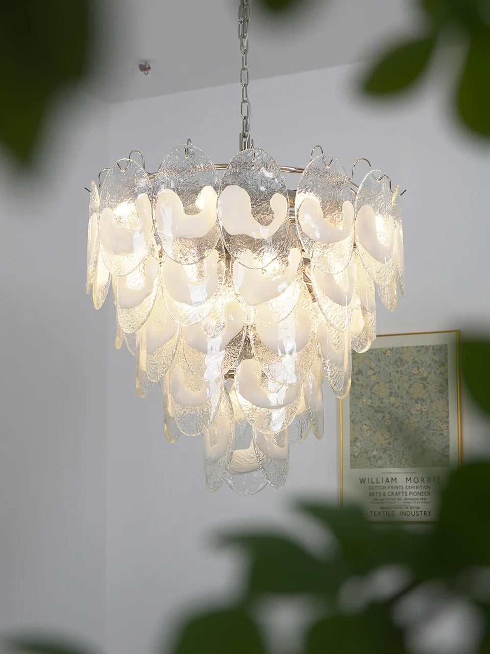 Oval Transparent Glass U Shape White Chandelier