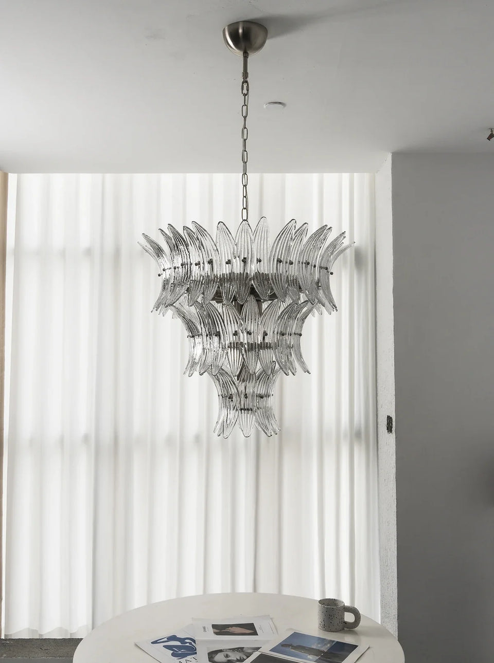 Palm Leaves Transparent Glass Chandelier