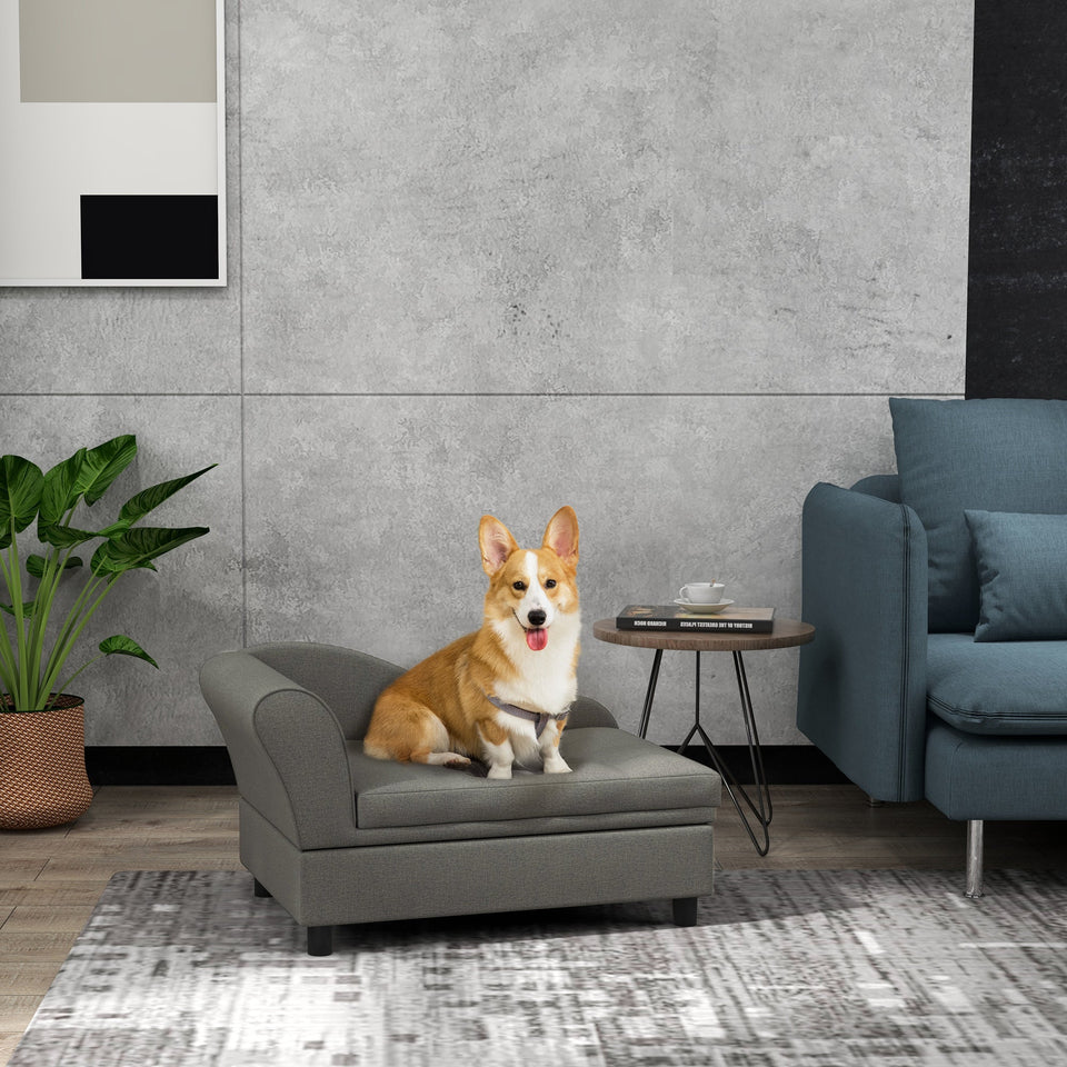 PawHut Gray Pet Sofa Dog Couch for Small to Medium Dogs