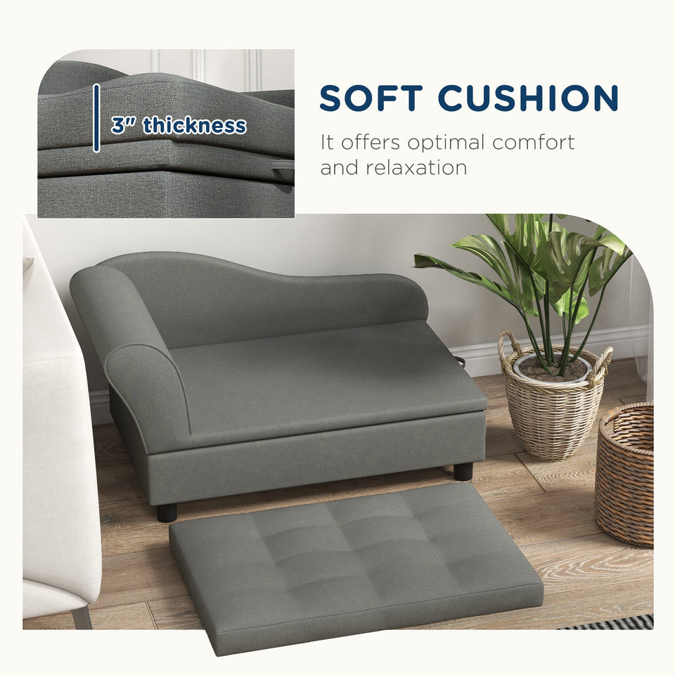 PawHut Gray Pet Sofa Dog Couch for Small to Medium Dogs