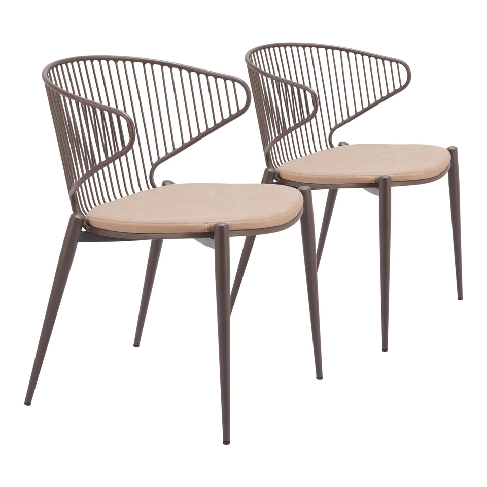Silues Dining Chair (Set of 2) Taupe & Brown