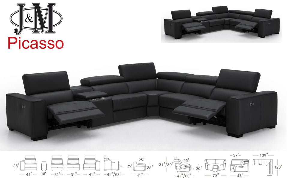 Picasso 6Pc Motion Sectional In Black