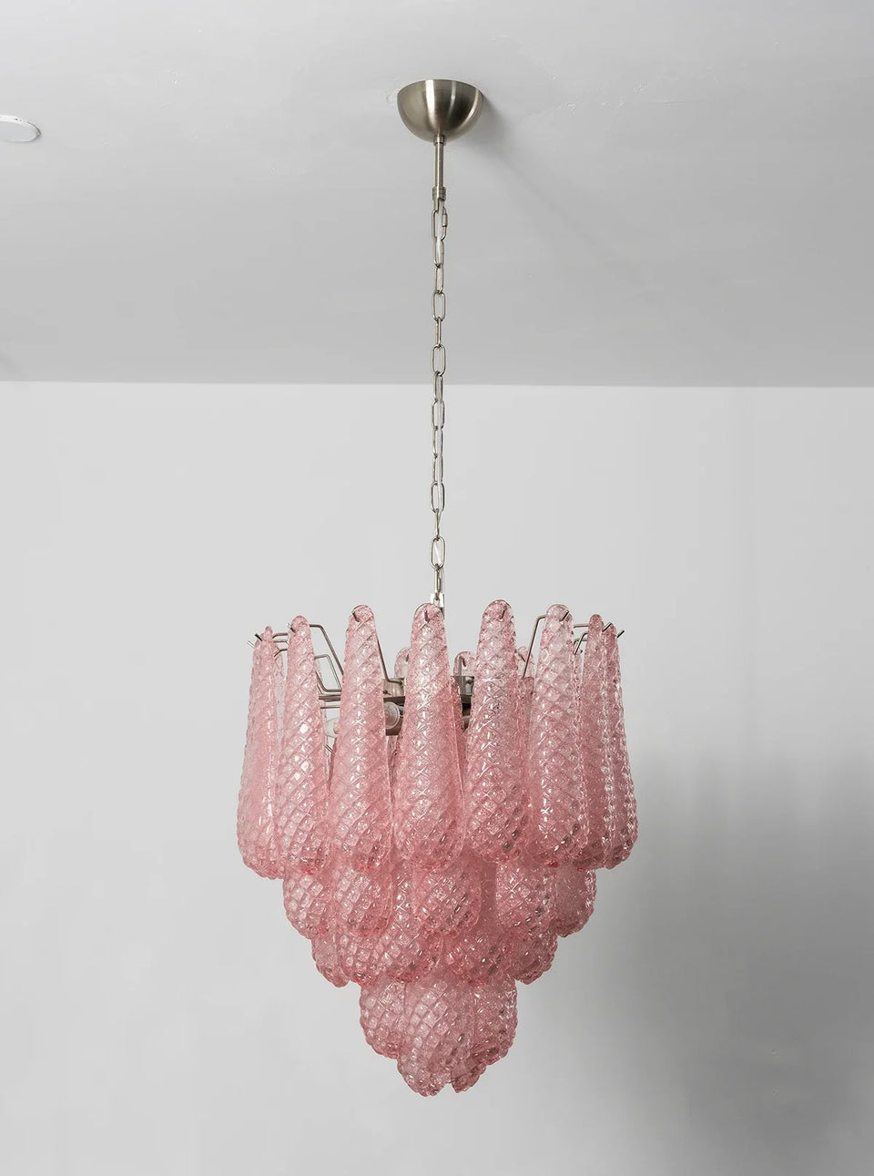 Pink Layered Dewdrop Glass Chandelier