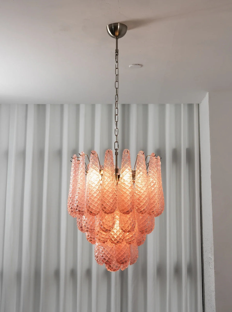 Pink Layered Dewdrop Glass Chandelier