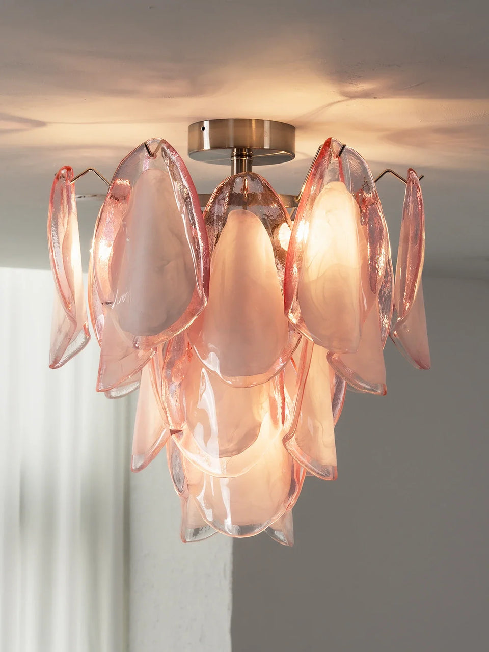 Pink Lotus Textured Glass Ceiling Lamp