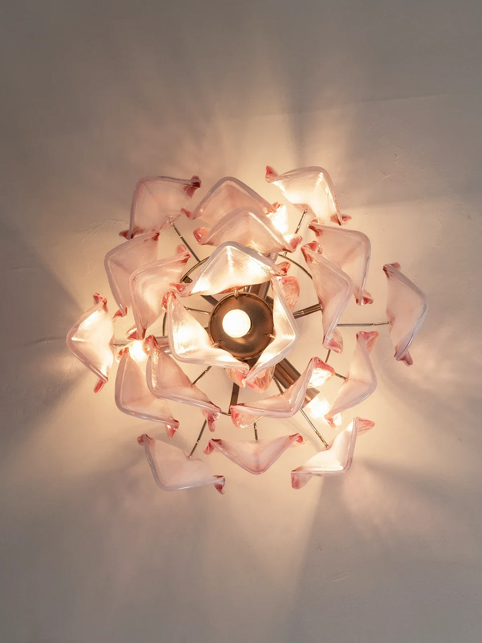 Pink Lotus Textured Glass Ceiling Lamp